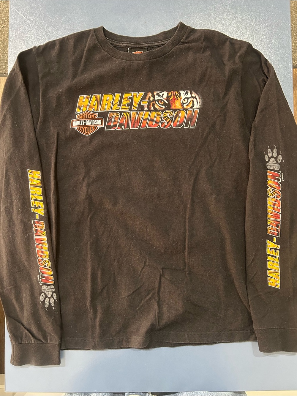 Harley-Davidson Men’s Black Long Sleeve Tiger Graphic Tee